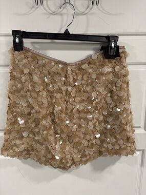 Zara Satin Mini Skirt with Champagne Sequins